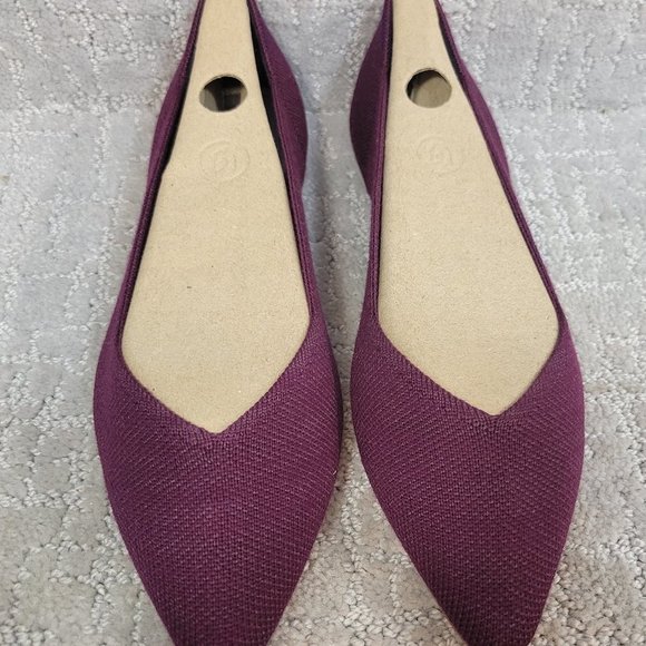 ROTHY'S The Merino Aubergine Purple Pointed Flat Shoes Women's Multiple Sizes - Picture 3 of 16